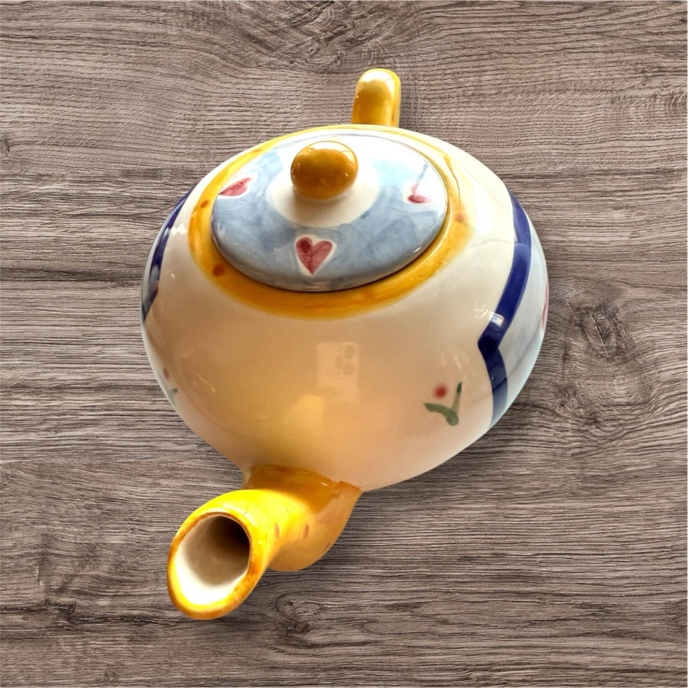 Whimsical Hand-Painted Porcelain Teapot - Floral & Fruit Design - Picture 5 of 6